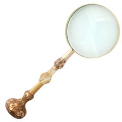 Antique Victorian Mother of Pearl and Rolled Golled Magnifying Glass