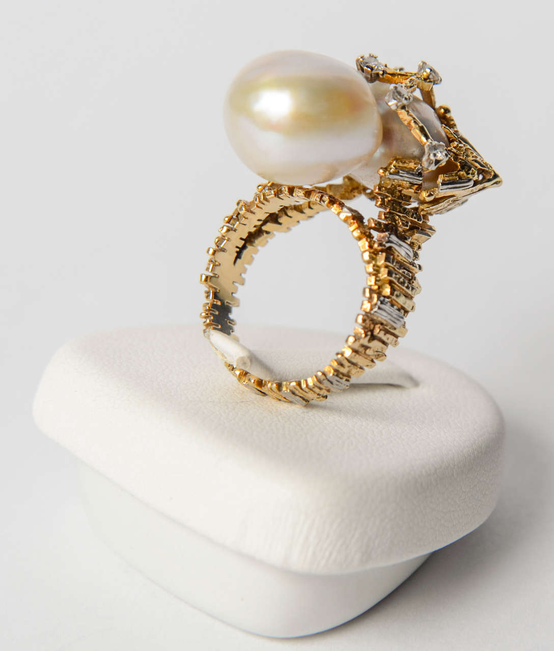 1970s Pearl Diamond Dress Ring 1