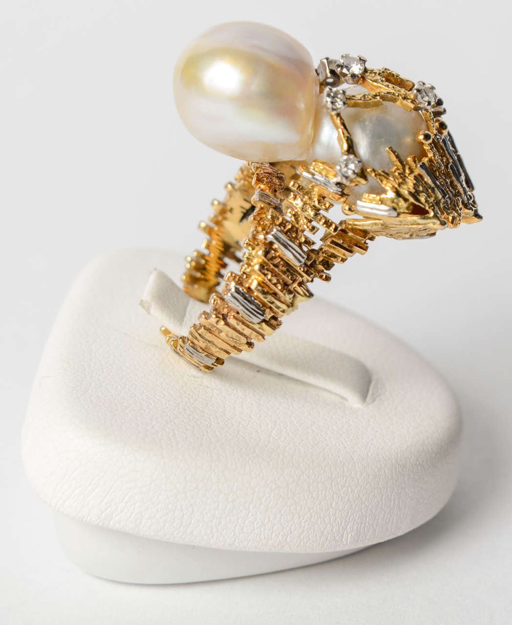 1970s Pearl Diamond Dress Ring 2