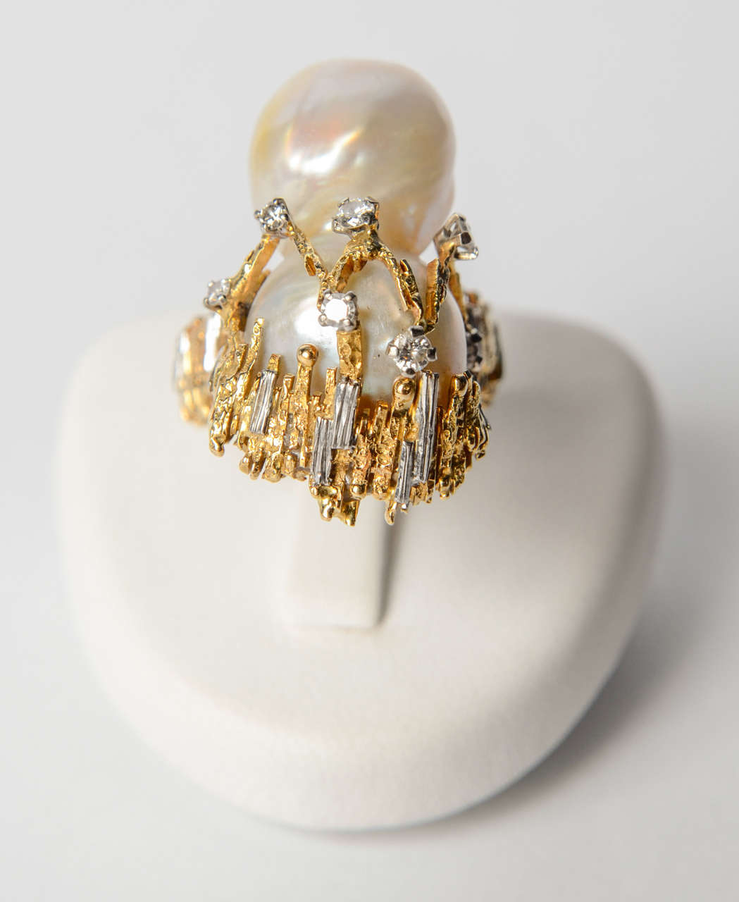1970s Pearl Diamond Dress Ring 3