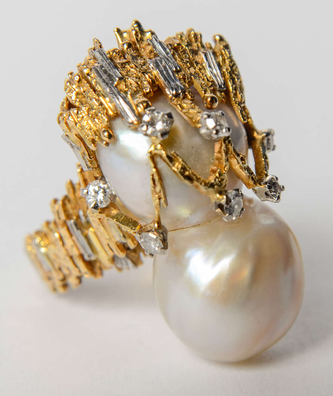 1970s Pearl Diamond Dress Ring 4