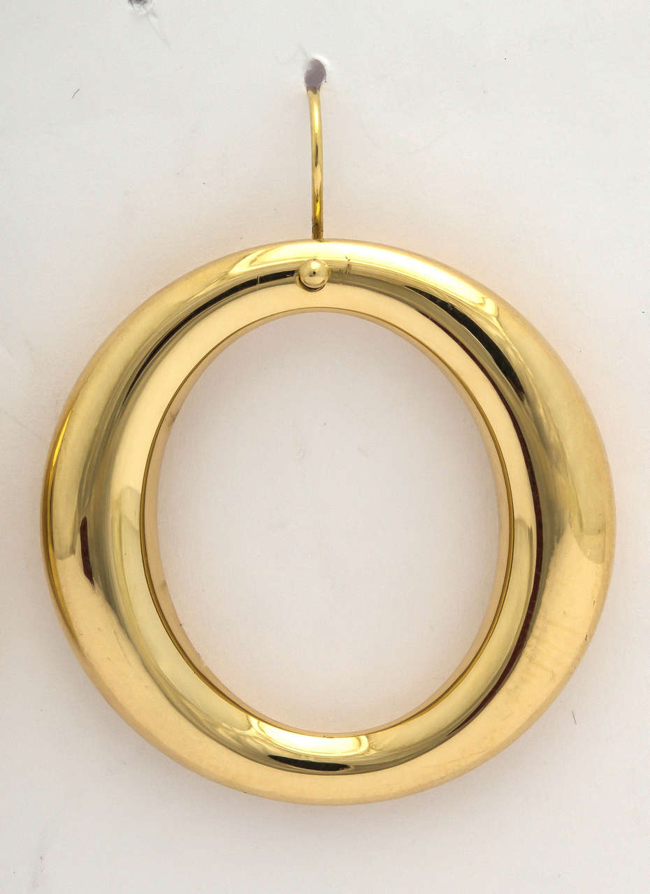 1990s Elsa Peretti for Tiffany & Co. Large High Polished Gold Hoop Earrings 1