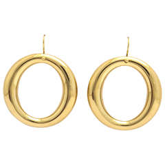 1990s Elsa Peretti for Tiffany & Co. Large High Polished Gold Hoop Earrings