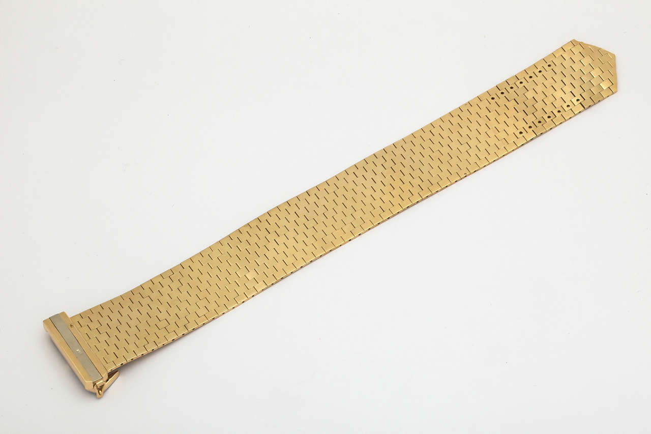 Women's 1940s Elegant Diamond Gold Brick Mesh Belt Buckle Bracelet