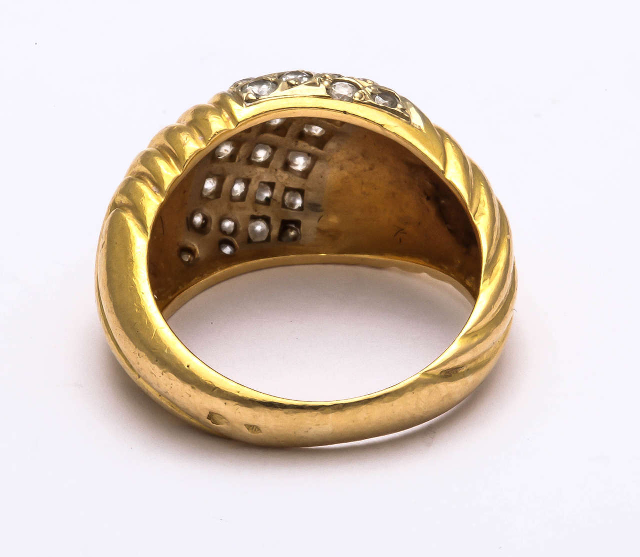 French Diamond Pave 18k Gold Dome Ring, Paris In Good Condition For Sale In St. Catharines, ON
