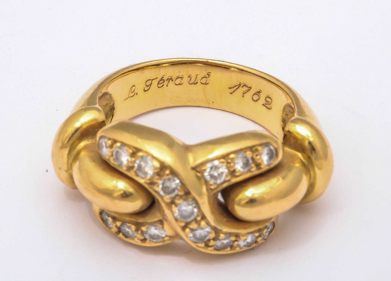 Women's or Men's French Designer Louis Feraud Diamond 18k Gold Ring, Paris, signed and numbered