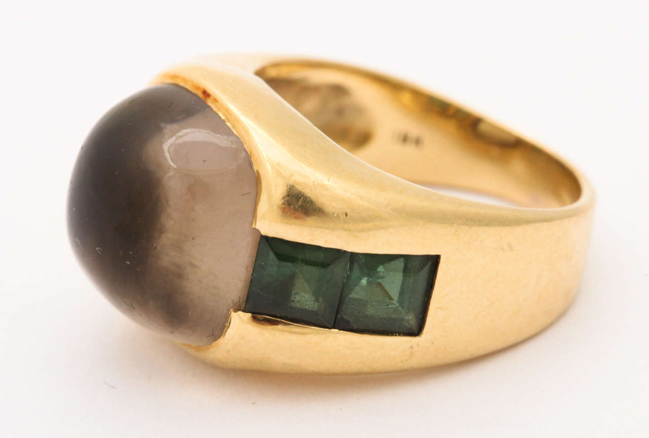 Women's or Men's Citrine & Green Tourmaline Ring For Sale