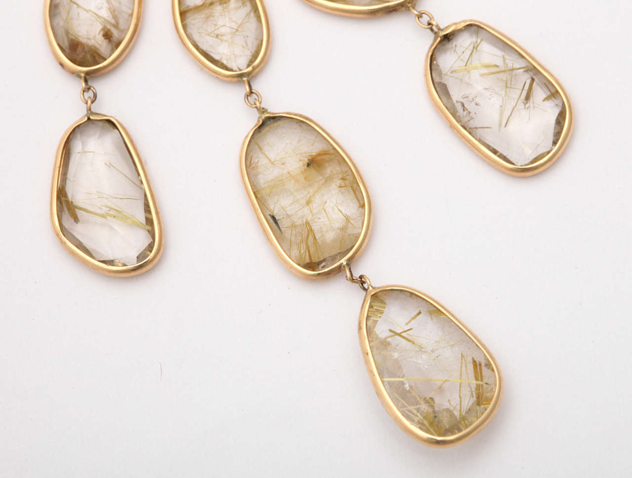 Rutilated Topaz Quartz  & Gold Chandelier Earrings 2