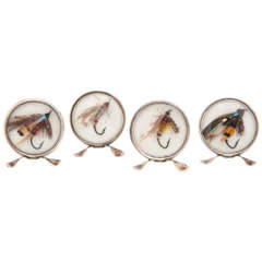 For the Fisherman Sterling Silver Victorian Fly Fishing Place Card Holders