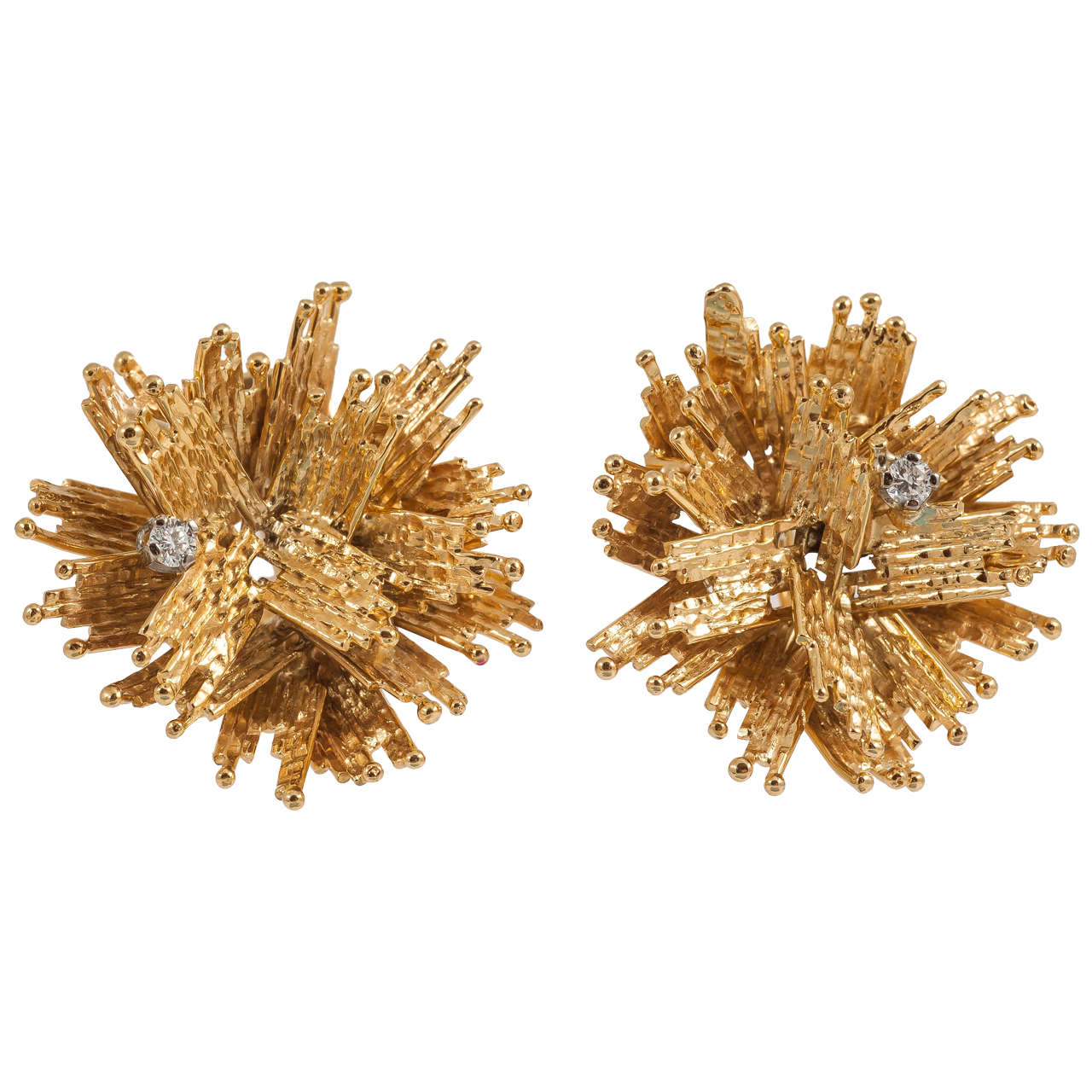 1960s Alan Gard Stunning Gold Clip On Earrings For Sale