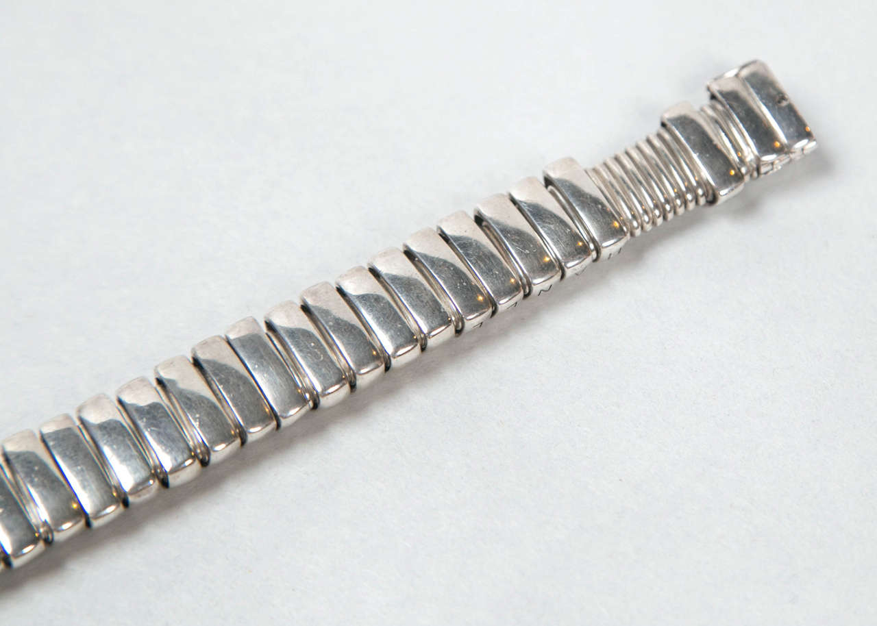 Chanel sterling silver bracelet with movable links at 1stDibs