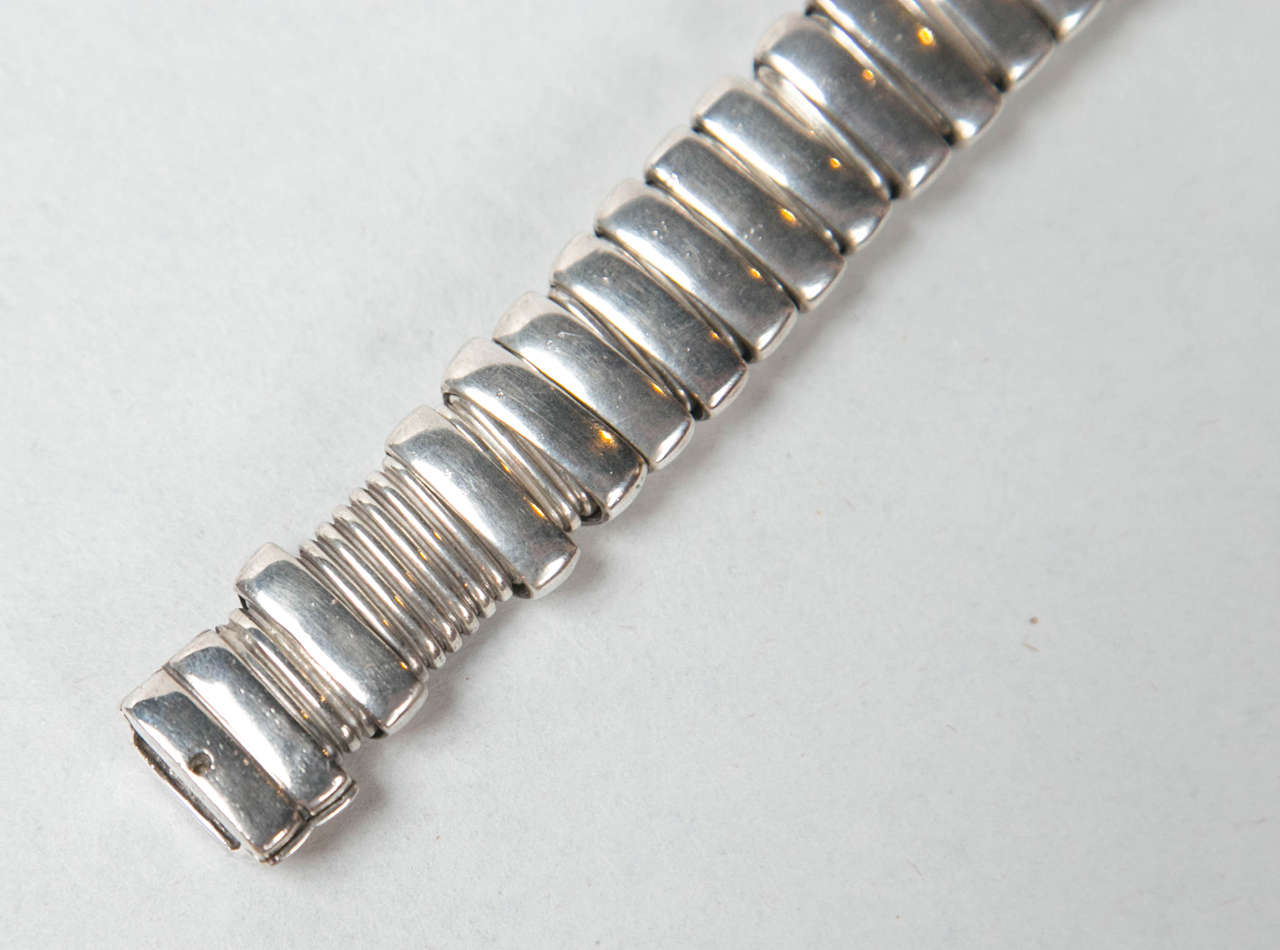 Chanel sterling silver bracelet with movable links at 1stDibs