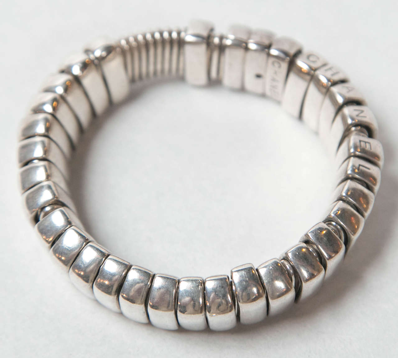 Chanel sterling silver bracelet with movable links at 1stDibs