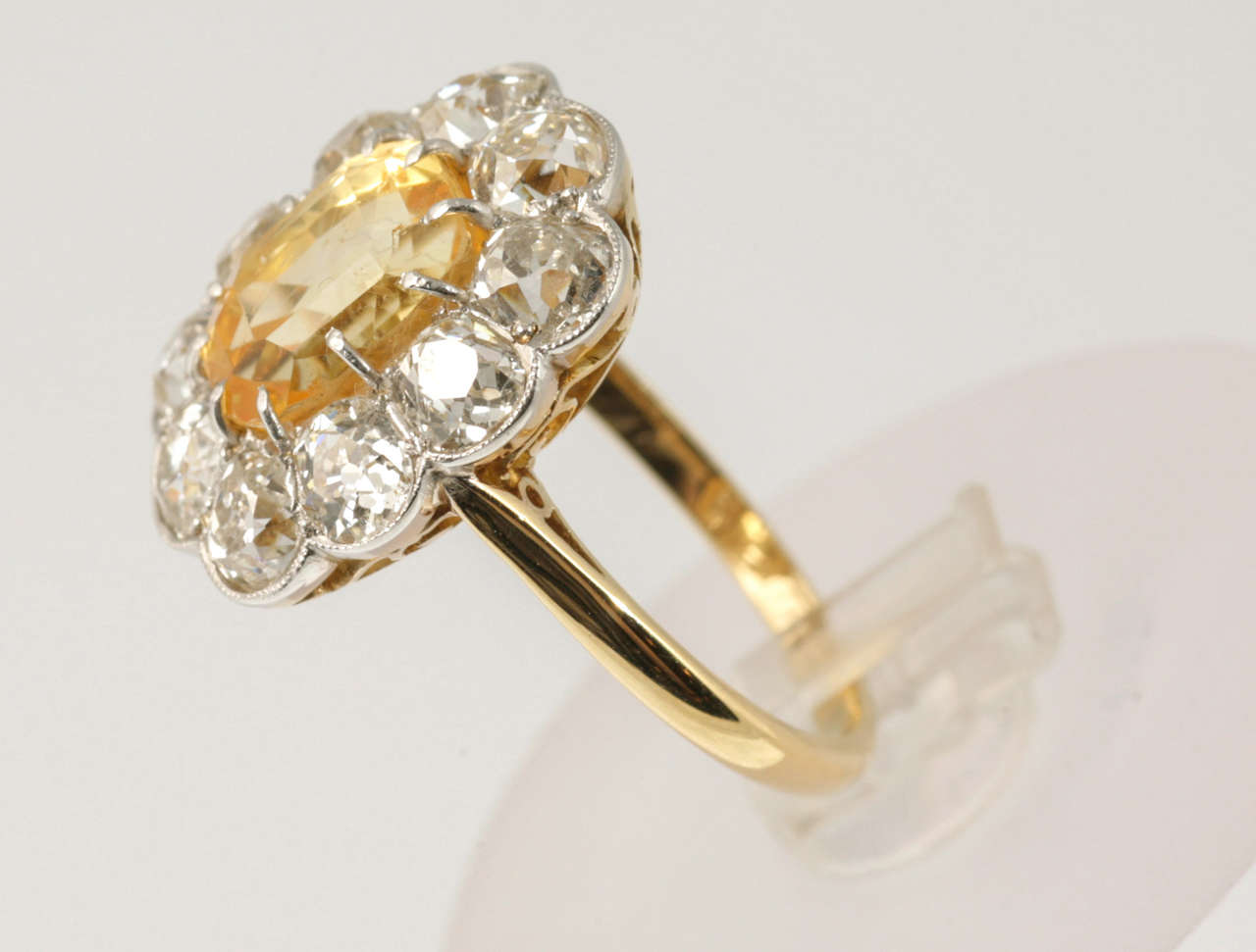 Women's Yellow Sapphire Diamond Cluster Ring For Sale