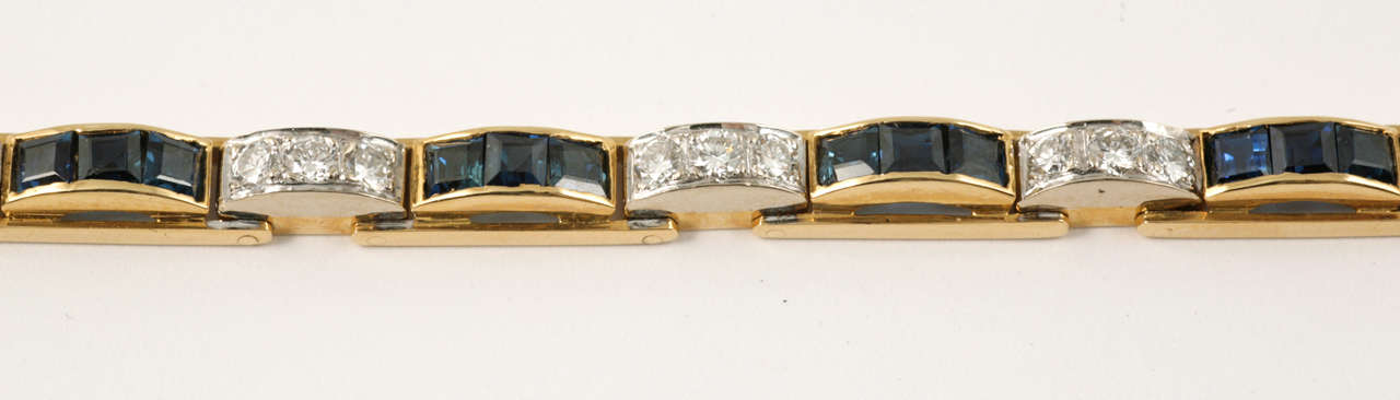 Sapphire Diamond Bracelet In Excellent Condition For Sale In London, GB