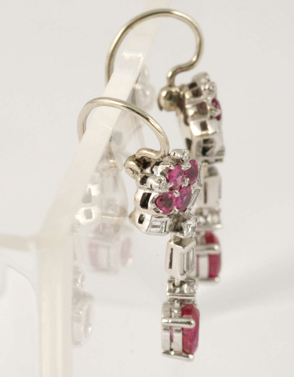 Natural Burma Ruby and Diamond drop earrings in 18kt White Gold.