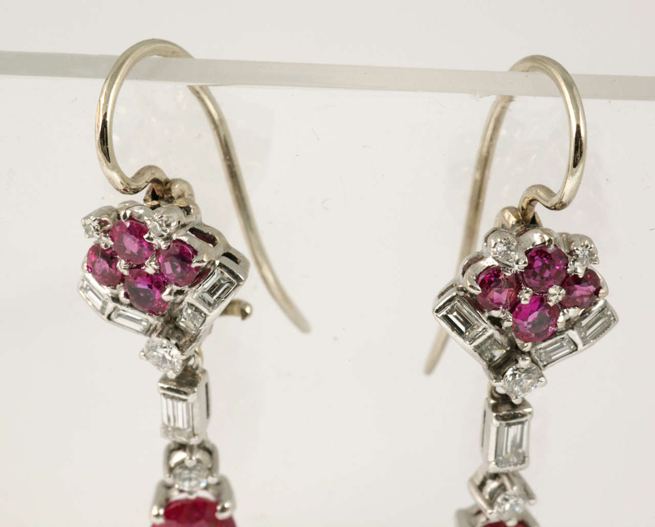 Women's Ruby and Diamond Drop Earrings For Sale