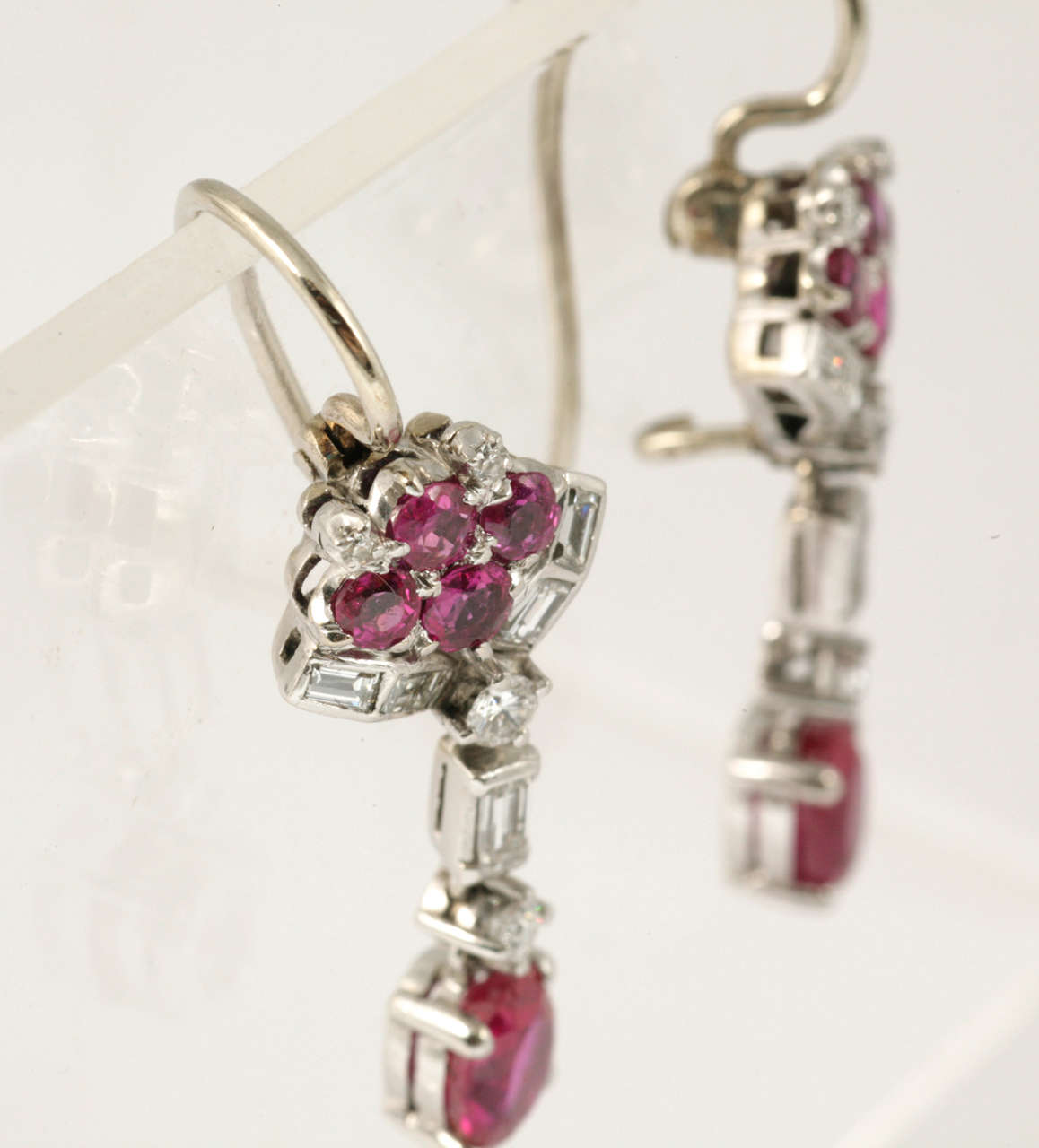 Ruby and Diamond Drop Earrings For Sale 1