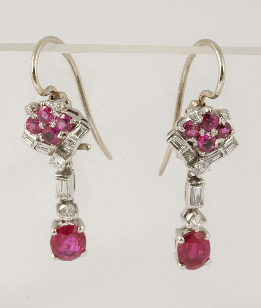 Ruby and Diamond Drop Earrings For Sale 2