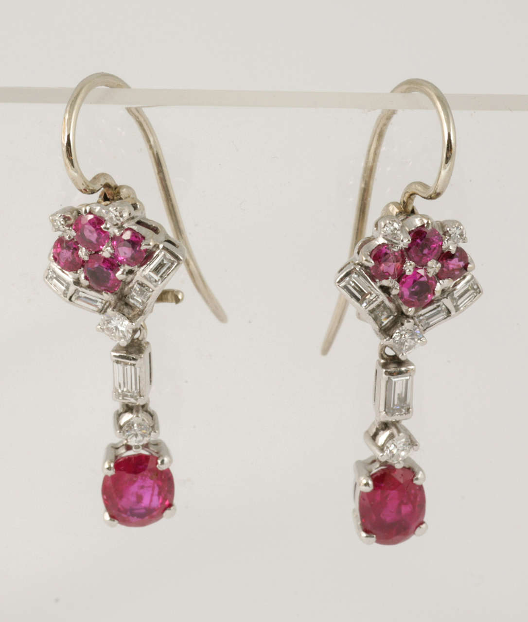 Ruby and Diamond Drop Earrings For Sale at 1stdibs