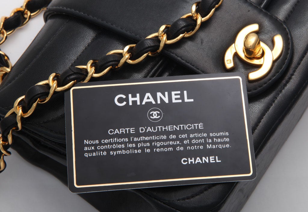 Vintage Dark Blue Chanel Leather Handbag 6