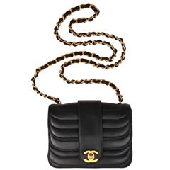 Vintage Dark Blue Chanel Leather Handbag