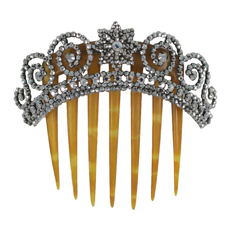 Cut Steel Hair Comb/Tiara at 1stDibs
