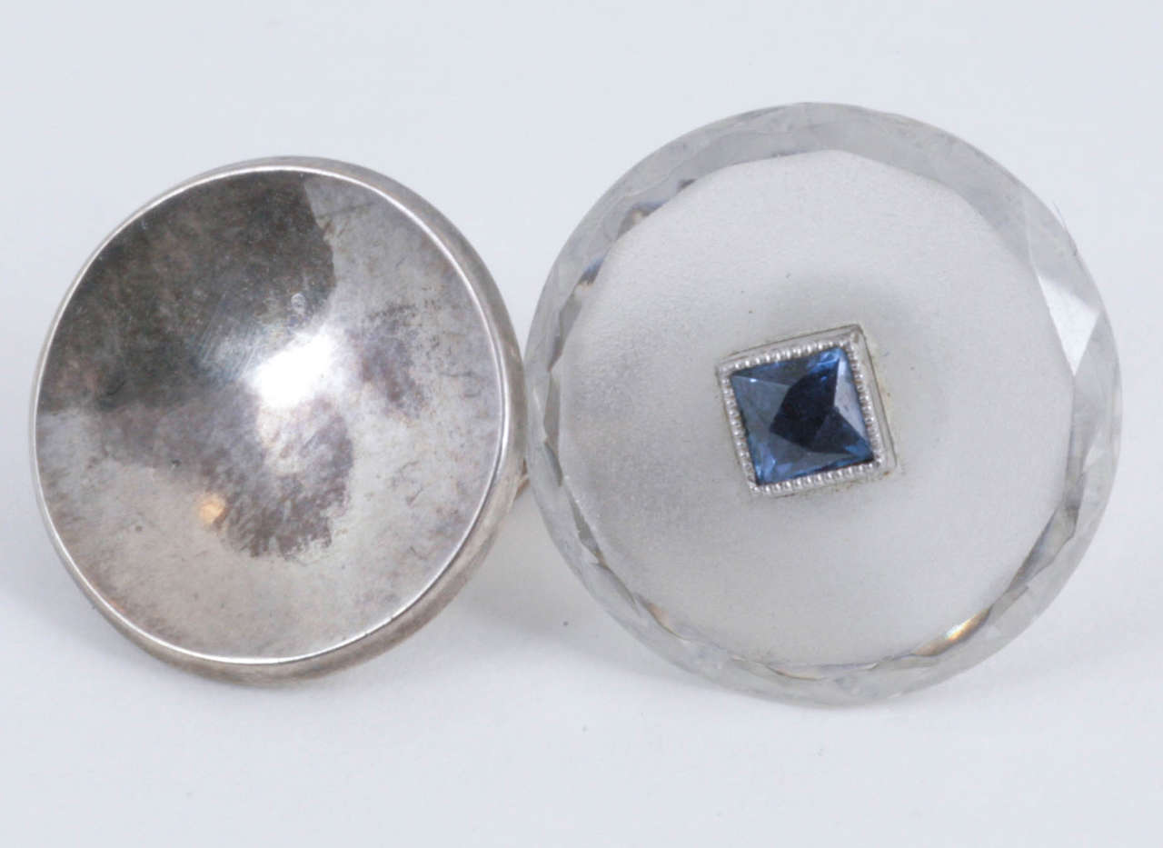 Edwardian Set Of Early 20th Century Crystal Cufflinks Buttons and Studs For Sale