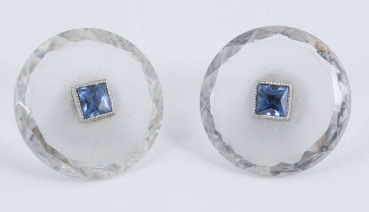 Men's Set Of Early 20th Century Crystal Cufflinks Buttons and Studs For Sale