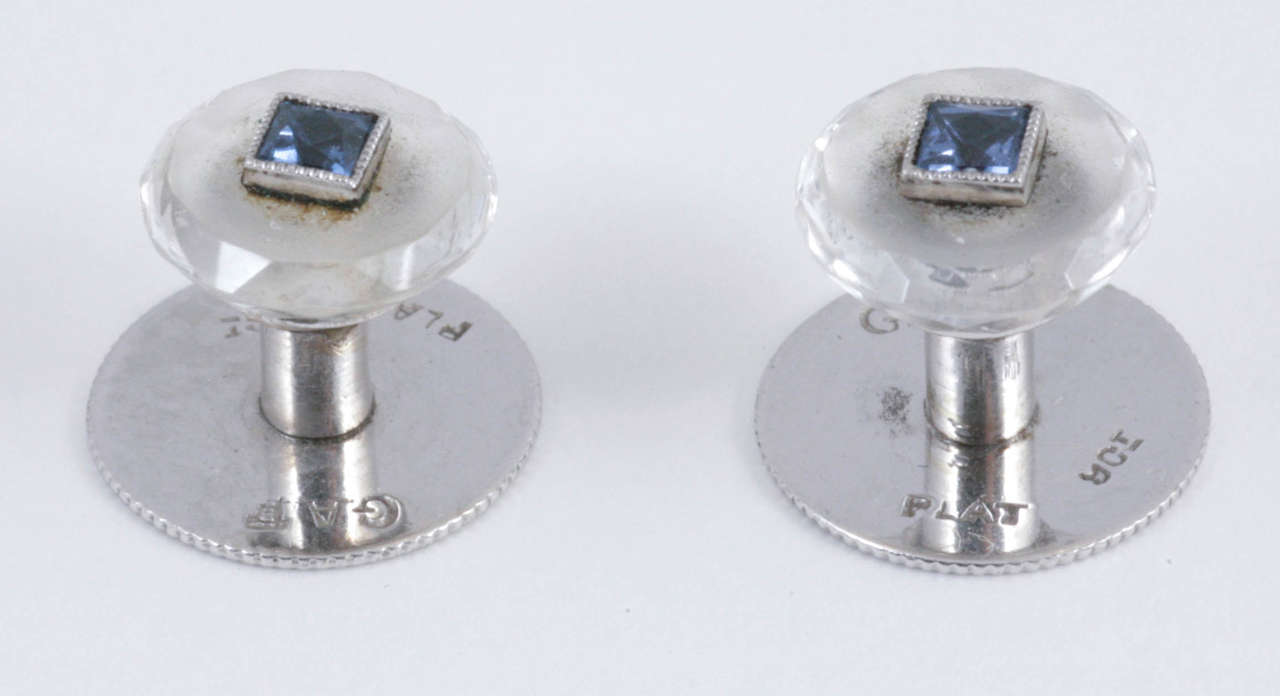 Set Of Early 20th Century Crystal Cufflinks Buttons and Studs For Sale 2