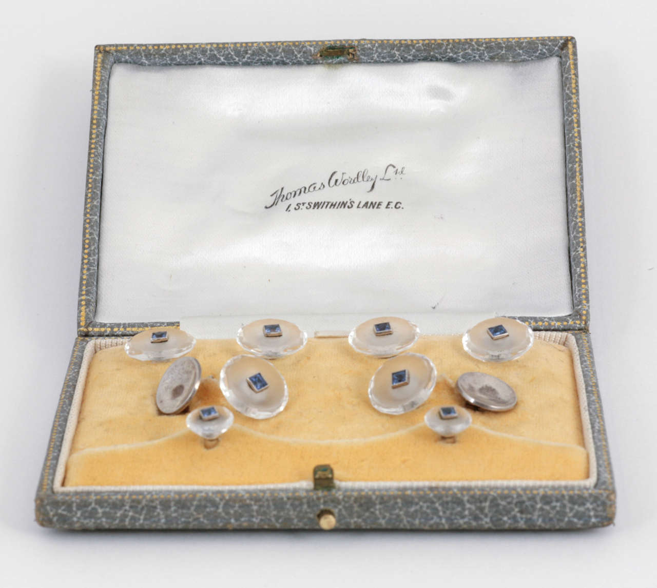 Set Of Early 20th Century Crystal Cufflinks Buttons and Studs For Sale 4