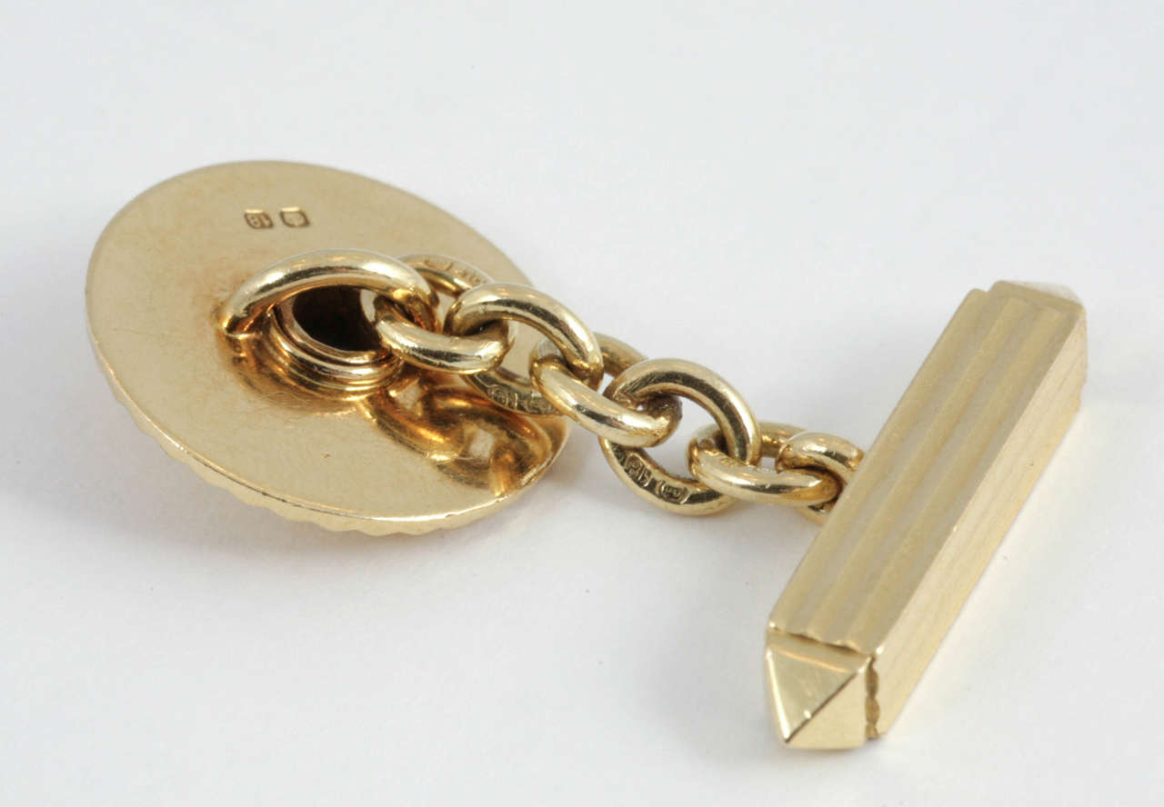 Men's Cartier Pair Of Heavy Gold Cufflinks With Torpedo Terminal