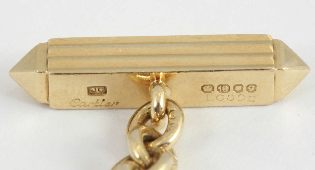 Cartier Pair Of Heavy Gold Cufflinks With Torpedo Terminal 1
