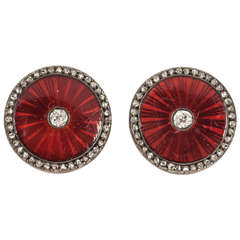 Faberge Enamel Rose Cut Diamond Cluster Buttons