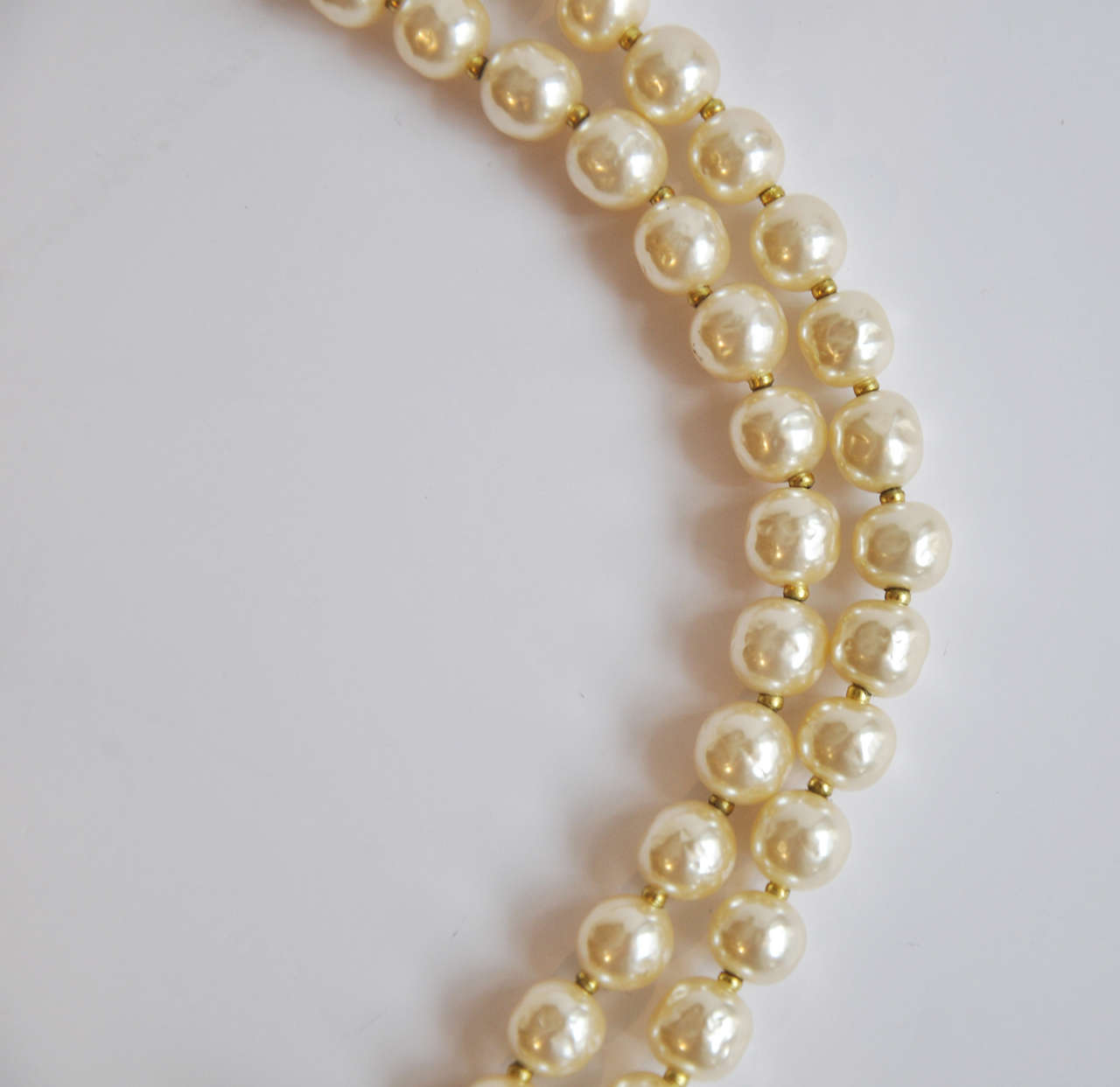 Miriam Haskell Double-Strand Pearl Necklace w/Pendant 2