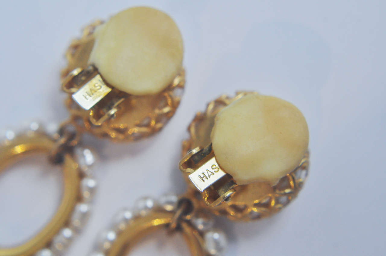 Miriam Haskell Pearl Drop Earrings For Sale 2