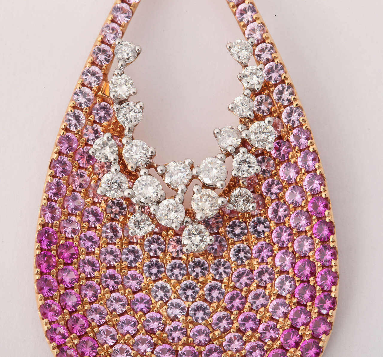 Women's Pink Sapphire Diamond Gold Drop Pendant