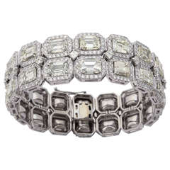 Stunning Emerald cut diamond Platinum Link Bracelet 11
