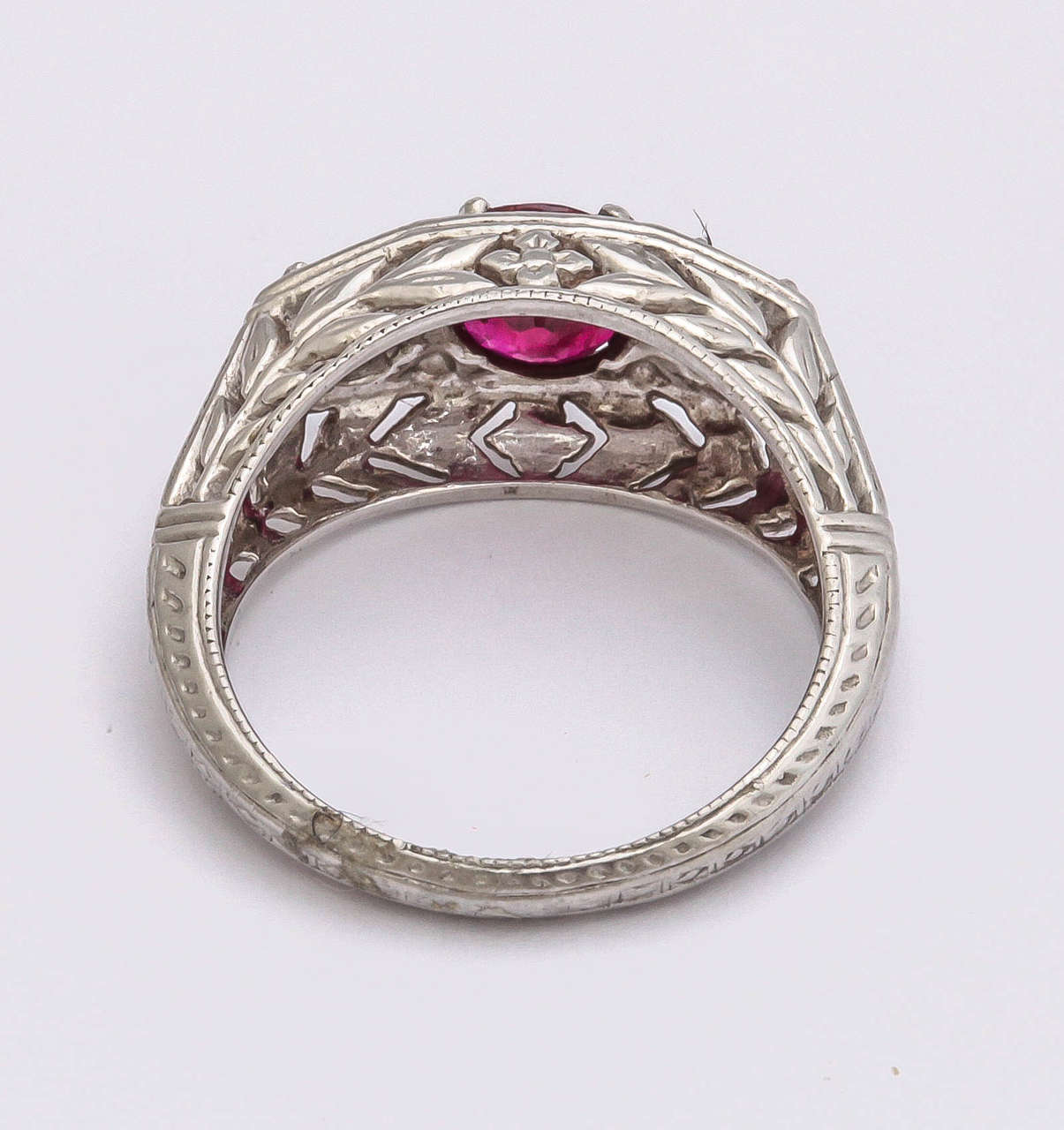 Revival Classical Ruby Diamond White Gold Ring For Sale