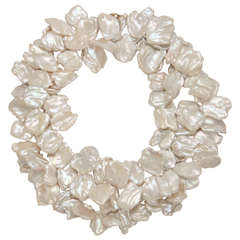 High Fashion Large "Cornflake" Pearl Necklace