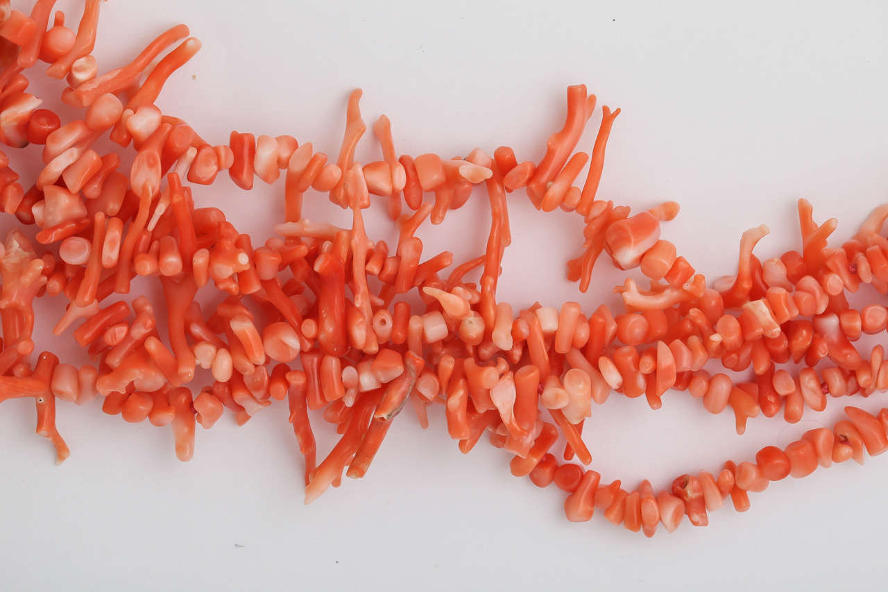 Contemporary Natural Orange Branch Coral Necklace For Sale