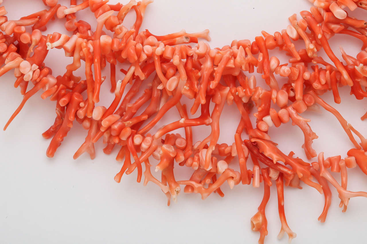 Natural Orange Branch Coral Necklace In New Condition For Sale In TRYON, NC