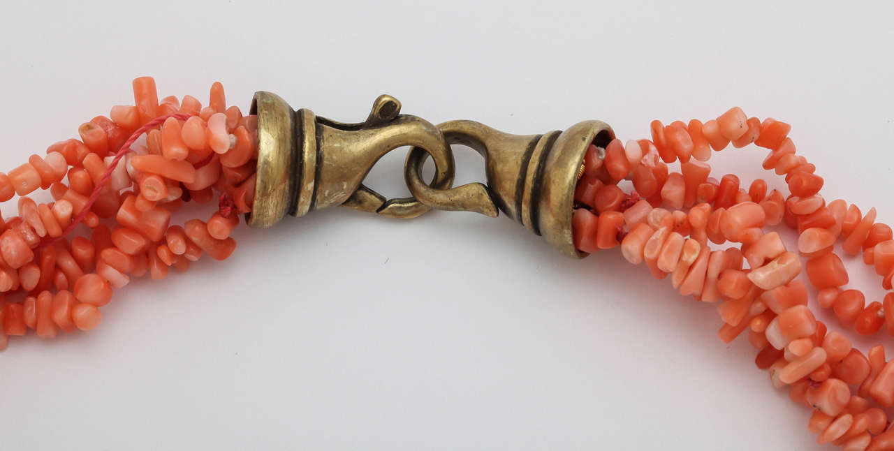 Women's or Men's Natural Orange Branch Coral Necklace For Sale