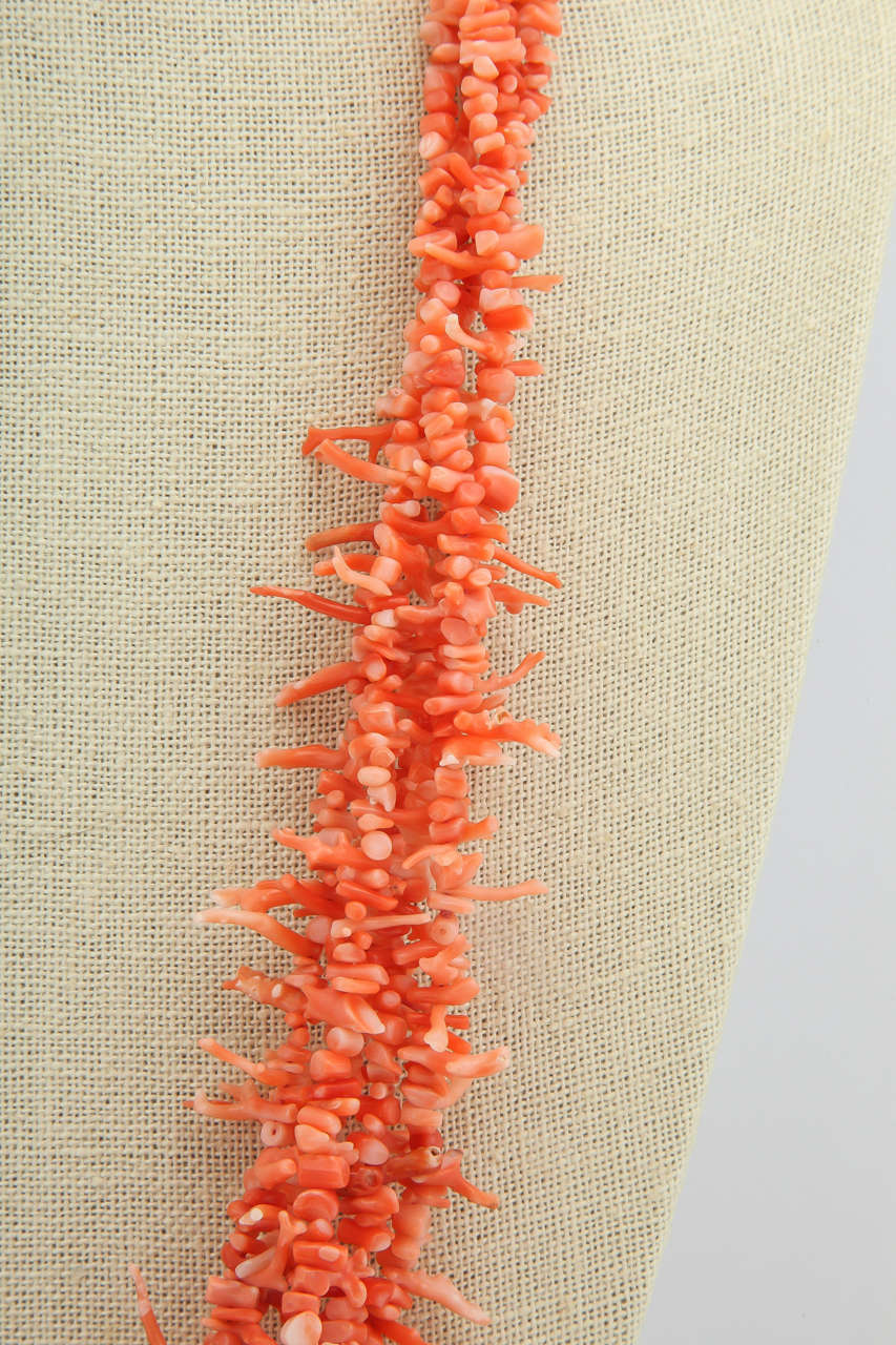 Natural Orange Branch Coral Necklace For Sale 1