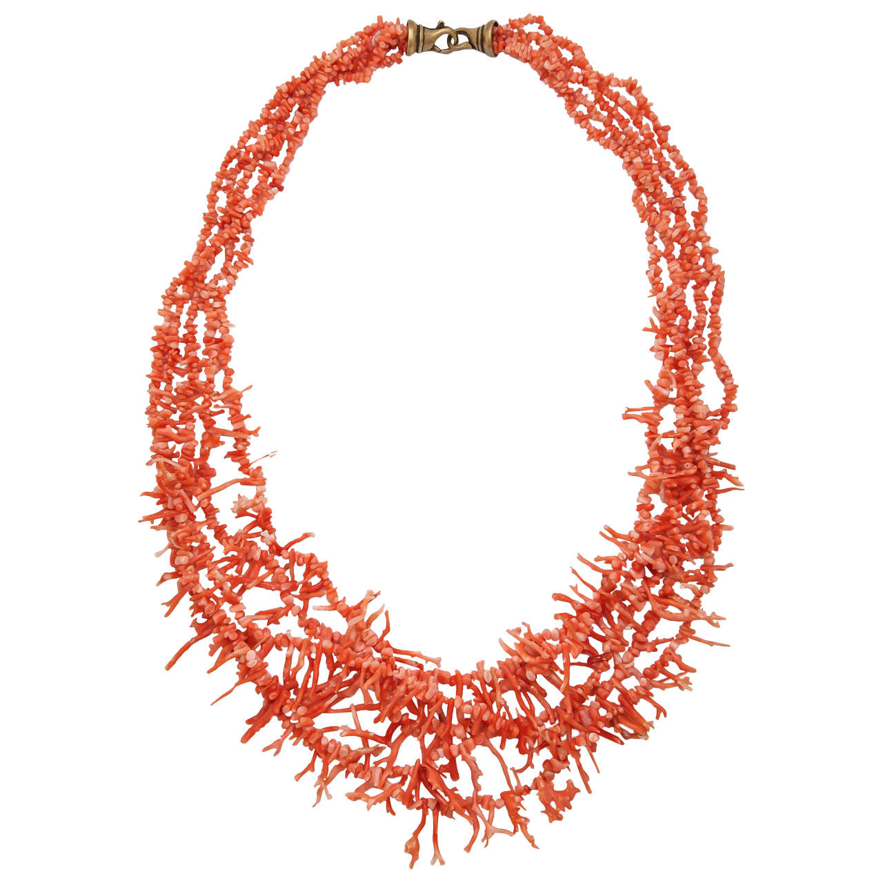 Natural Orange Branch Coral Necklace For Sale