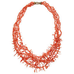 Natural Orange Branch Coral Necklace