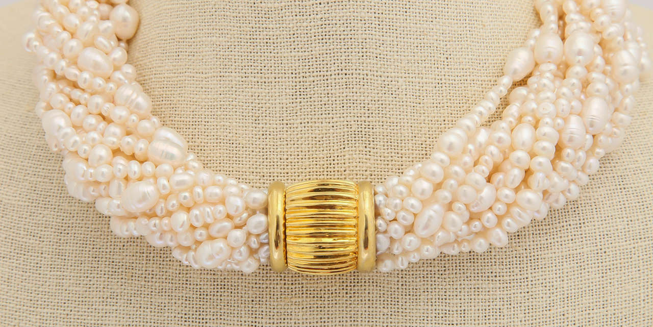 Elegant Pearl Torsade Necklace For Sale 1