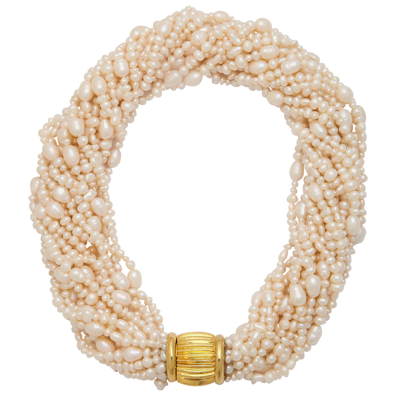 Elegant Pearl Torsade Necklace For Sale