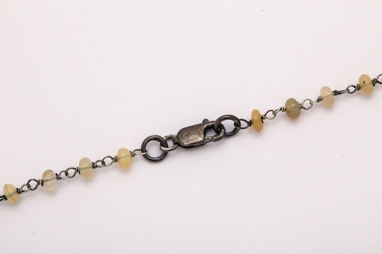 Women's or Men's Exotic Ethiopian Opal Tassle Necklace For Sale
