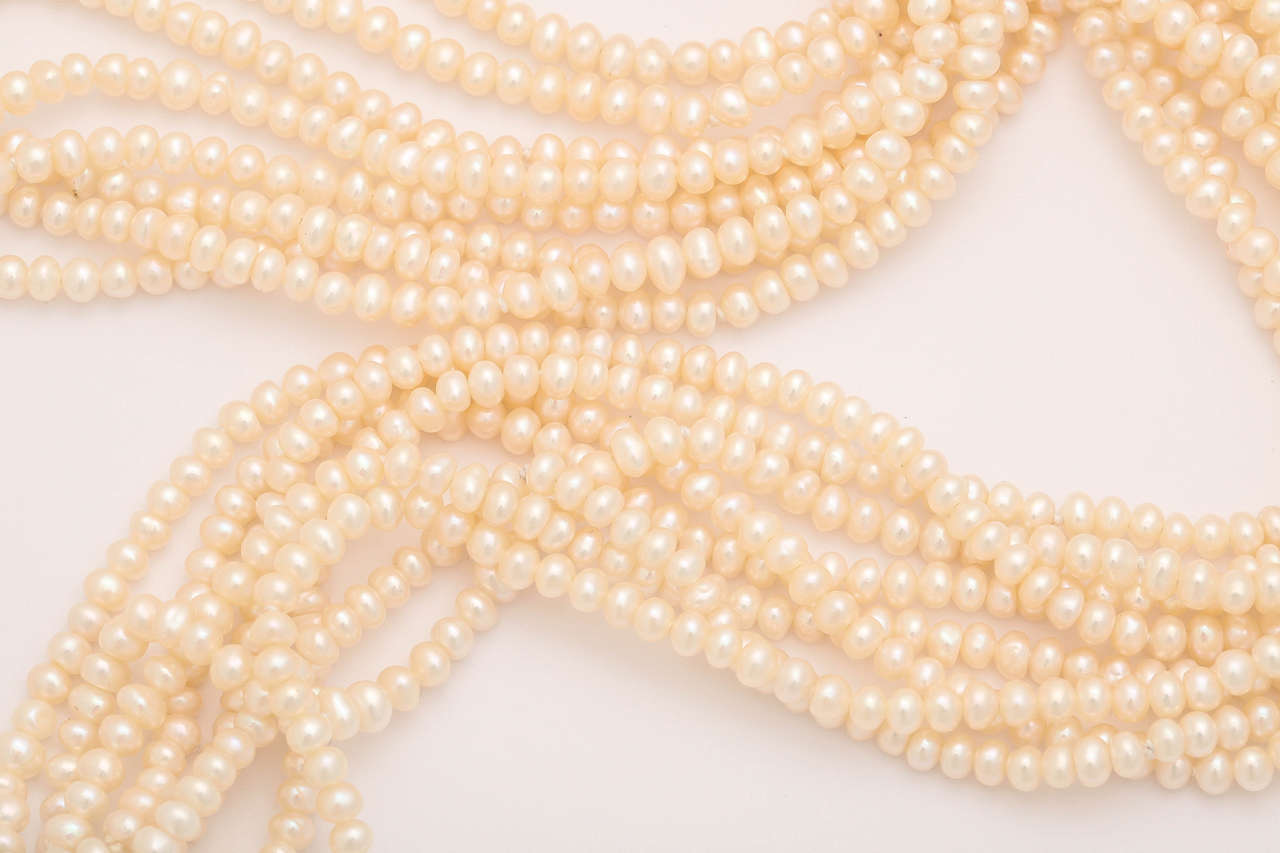 Women's or Men's Regal Coral Pearl Diamond Tassel Necklace For Sale